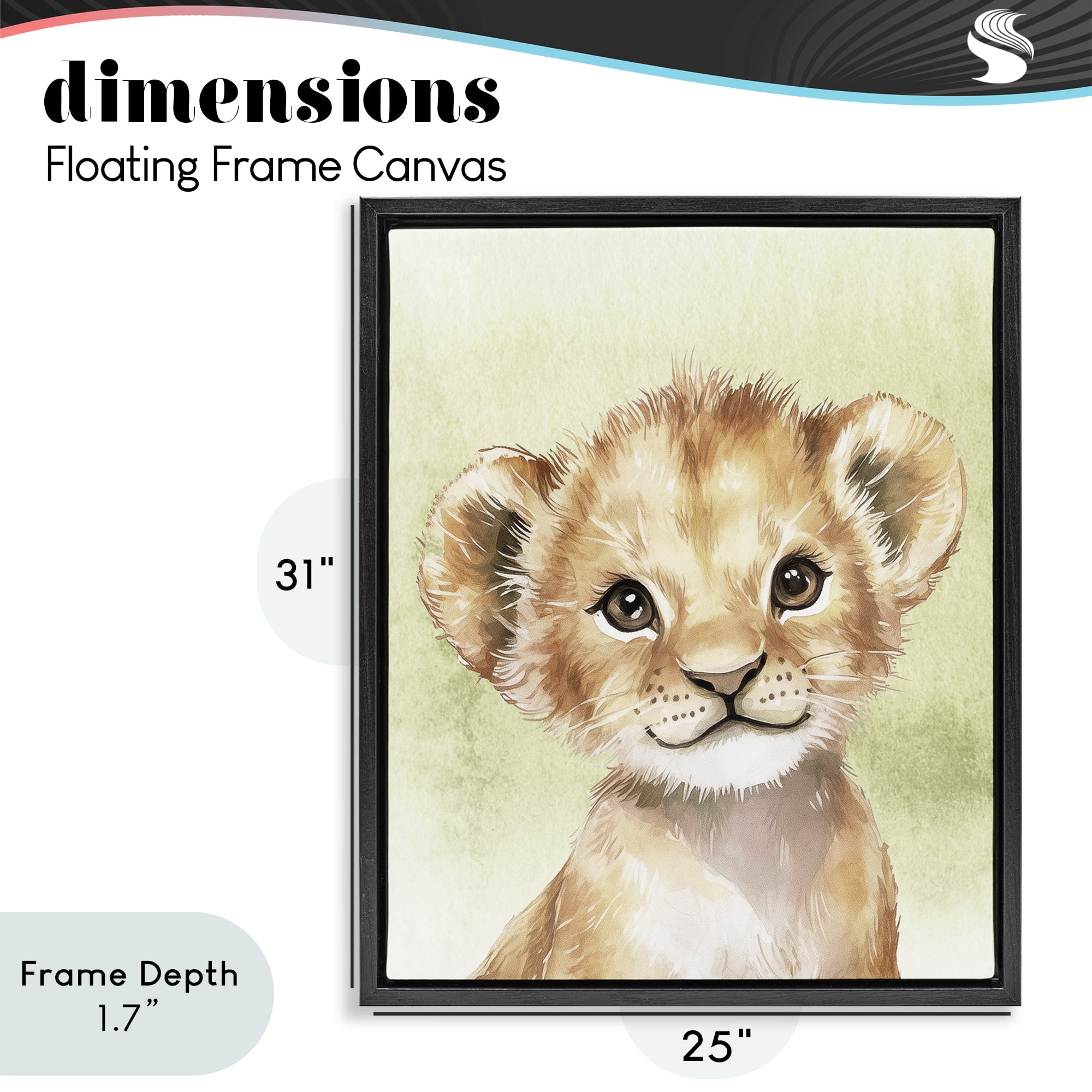 Stupell Industries Jungle Friends Baby Lion Black Framed Floater Canvas Wall Art, design by Christine Simpson Art