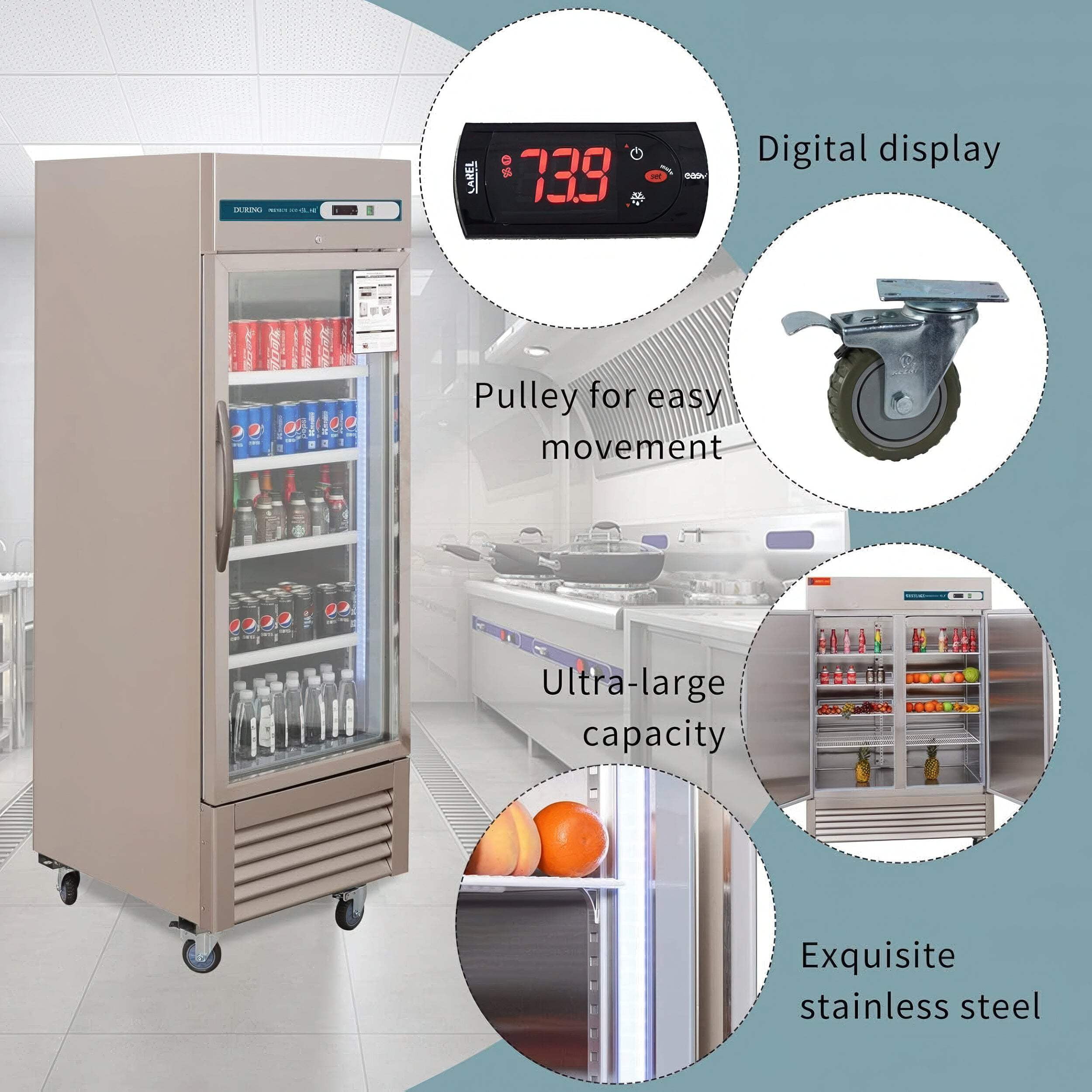 During D-KR-27BG 27" Commercial Glass Door Refrigerator 23 Cu.ft