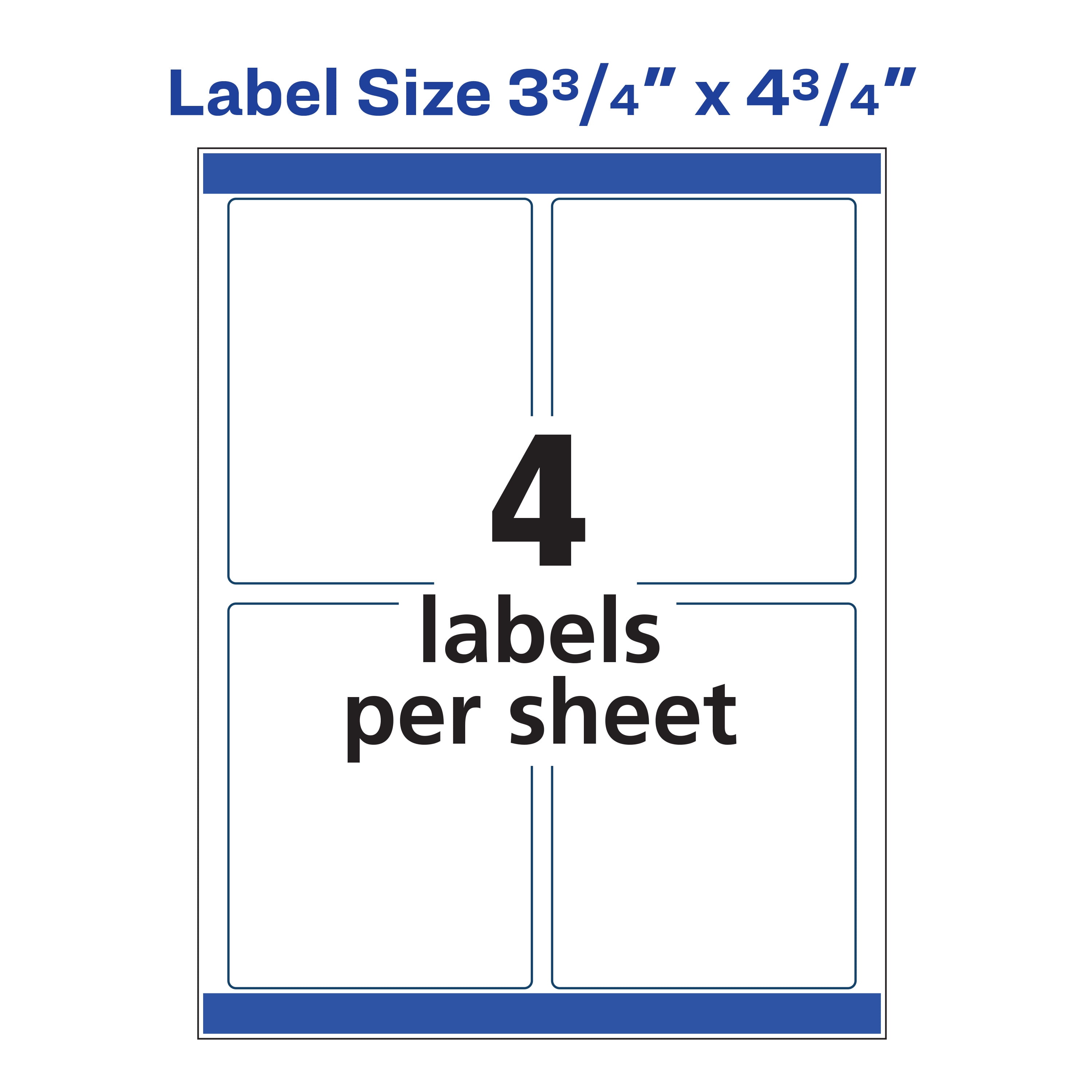 Avery 4 labels per page code