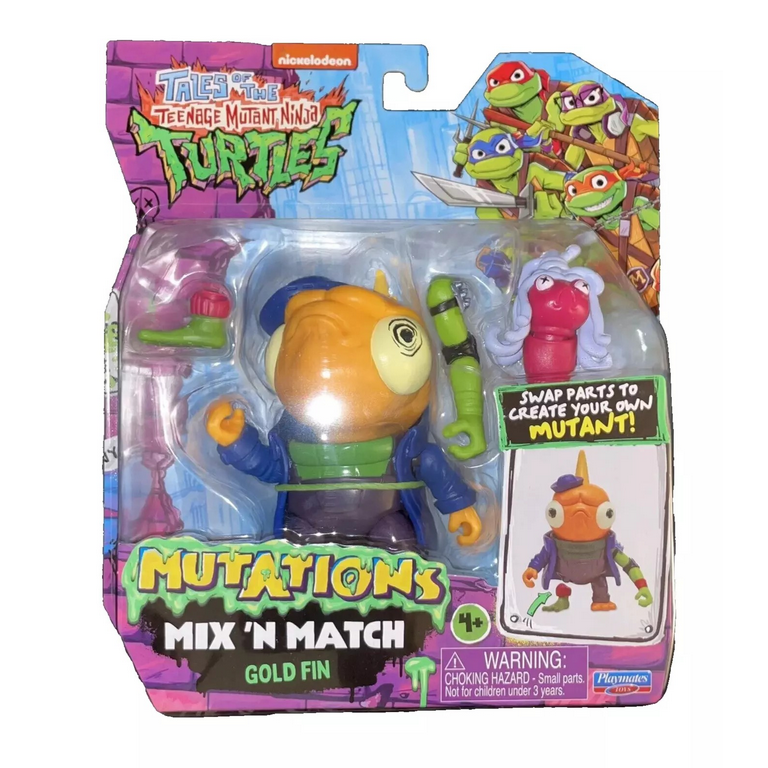 ネトルトンフィン Teenage Mutant Ninja Turtles Mutations Mix N Match Gold Fin Figure