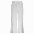 thumbnail image 4 of kpoplk Teen Girls Sweatpants Wide Leg Drawstring Baggy Pants Straight Leg Athletic Trousers with Pockets Size 5-14(White,8-10 Y), 4 of 5