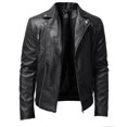 thumbnail image 4 of Fgnfyis Leather Jackets for Men Autumn Winter Leisure One Button Business Suit Style Jacket Mens Coat Black L, 4 of 4