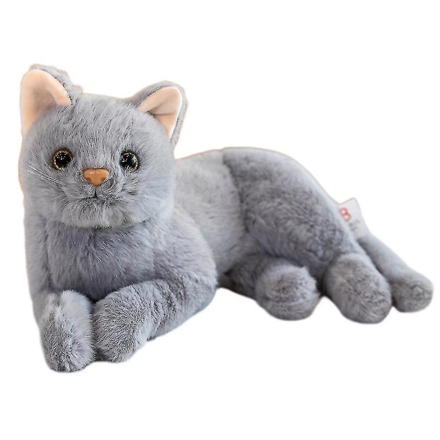 Juguete de peluche de gato gris puro de imitación de 12 pulgadas YUANXCMXG