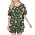 thumbnail image 4 of Aqestyerly Ensemble de Pyjama en Solde, Ensemble de Pyjama pour Femmes Couleur Unie Col Rond avec Pantalon Taille Élastique pour Confort/vert Armée(m), 4 of 6