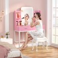 thumbnail image 5 of Aheaplus Vanity Desk, Vanity Desk with Mirror and Lights, Makeup Desk with Drawers, Vanity Set with 3 Color Lighting Options, Dressing Table with Storage Shelf for Bedroom, Pink, 5 of 8