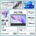 thumbnail image 4 of Lenovo V15 Gen 4 15.6" FHD Laptop, AMD Ryzen 3 7320U, 16GB DDR5, 256GB SSD, Windows 11 Pro, Black, 4 of 7