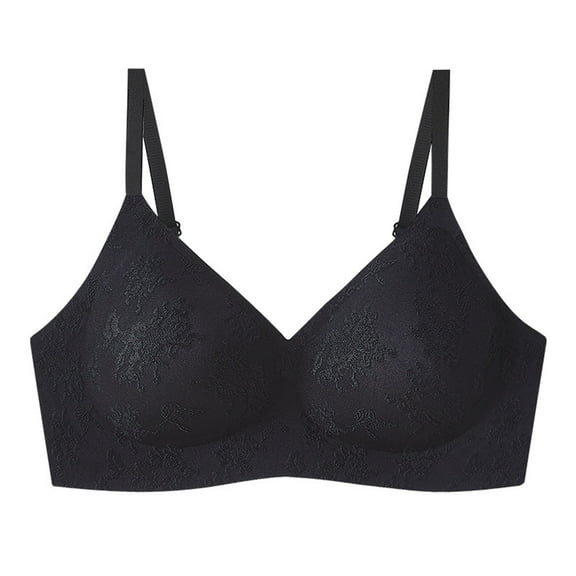 No Underwire Bra for Women Comfortable Seamless Push up Wireless Bras Underwear with Adjustable Strap (36/80ABC, Black)