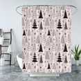 thumbnail image 3 of Christmas Tree Shower Curtain Pink Grey Black Xmas Tree Retro Christmas Tree Snowflake Merry Christmas Pine Pattern New Year Rustic Winter Holiday Fabric Bath Curtain Set with Hook, 3 of 4