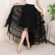 thumbnail image 2 of Gibobby faldas de lentejuelas para mujer para mujer elegante cintura alta cóctel fiesta boda acampanada una línea faldas midi(Negro, Talla única), 2 of 5