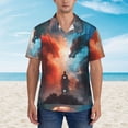 thumbnail image 2 of Pofeuu Red And Blue Sky Dragon Print Hawaiian Shirt for Men Sleeves Casual Button Down Summer Beach Dress Shirts T-Shirts,Small, 2 of 7