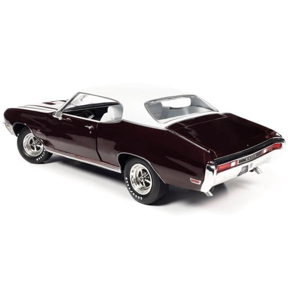 1970 Buick GS Stage 1 Burgundy Mist Metallic with White Top and Interior (MCACN) 1/18 Diecast Model Car by Auto World