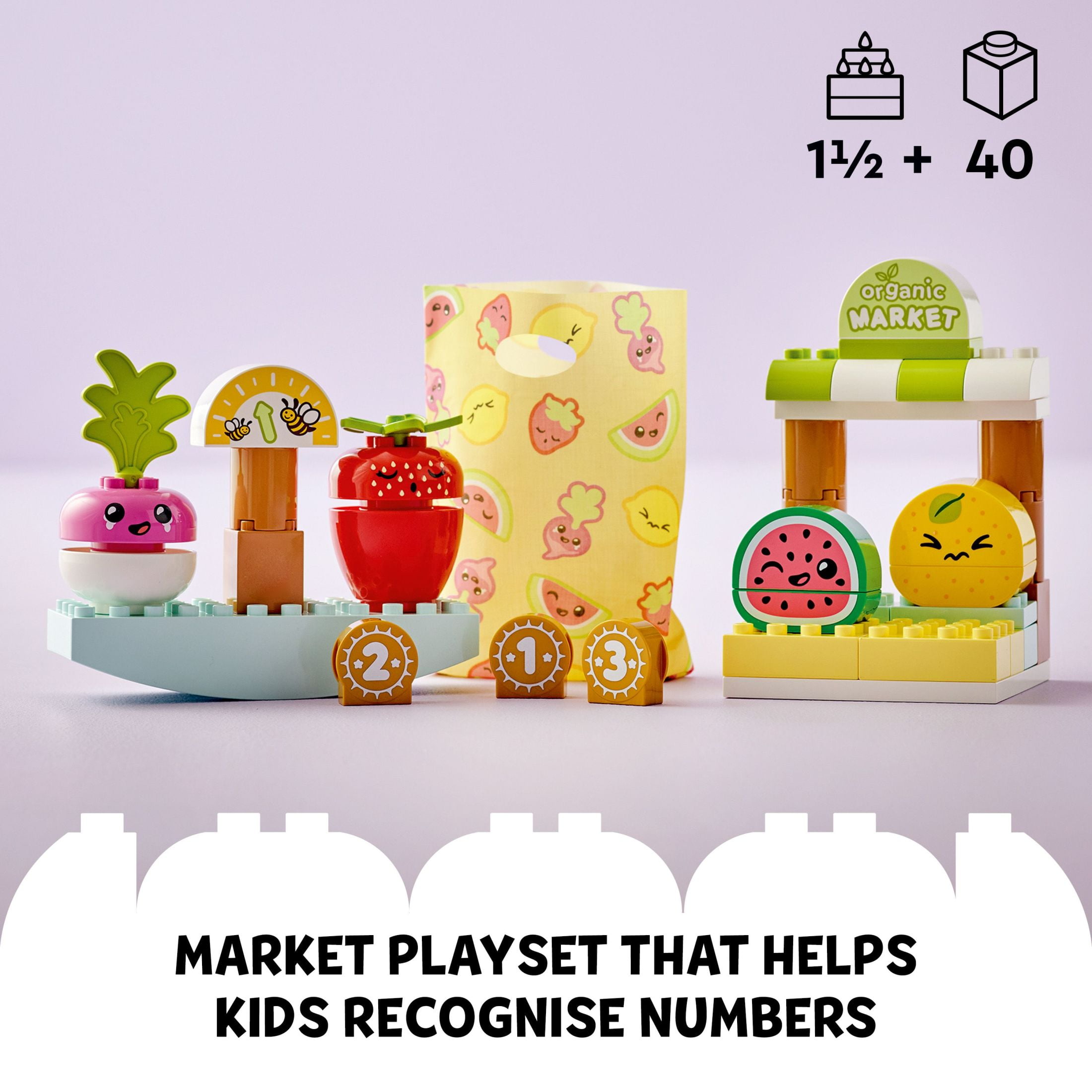 LEGO DUPLO My First Organic Market 10983 Fruit and Vegetables Toy Food Set Learn Numbers Stacking Educational Toys for Toddlers 18 Months 3 Years Old Walmart