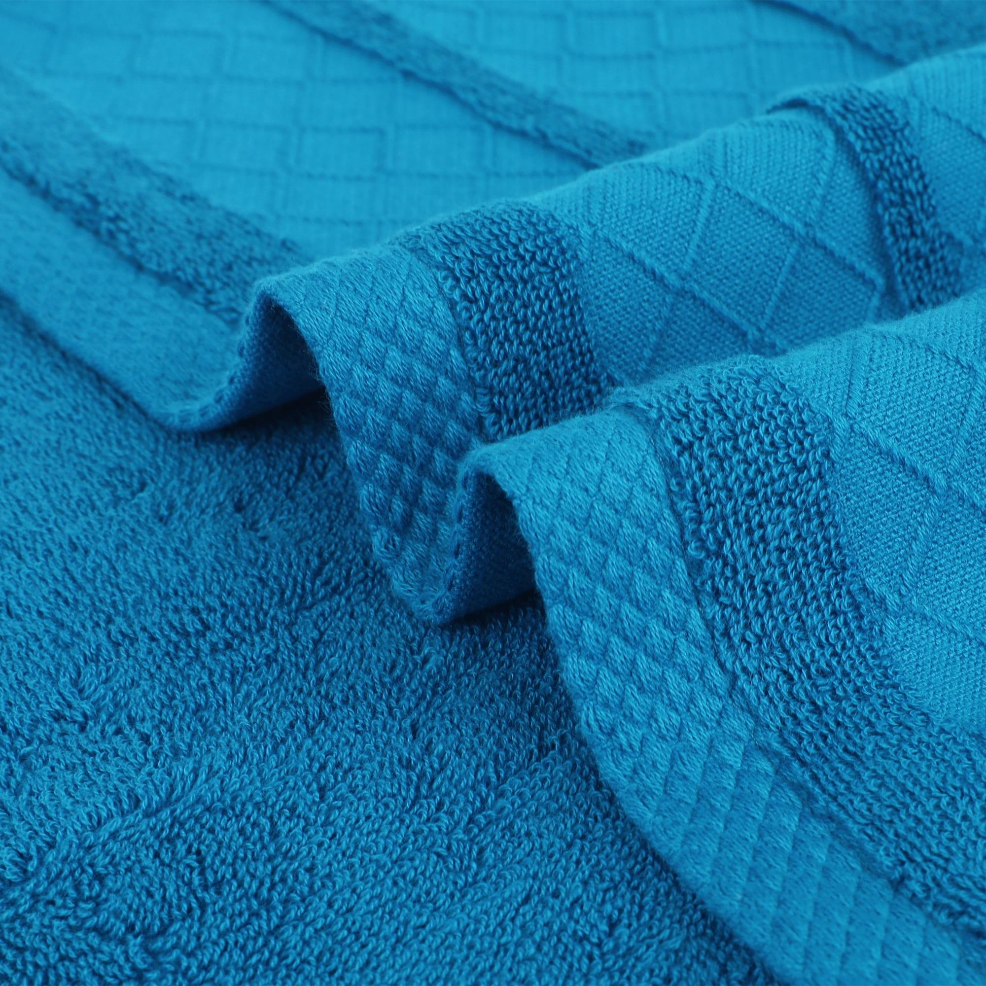 Unique Bargains Cotton Soft Hand Towels Geometry Pattern 2 Piece Blue