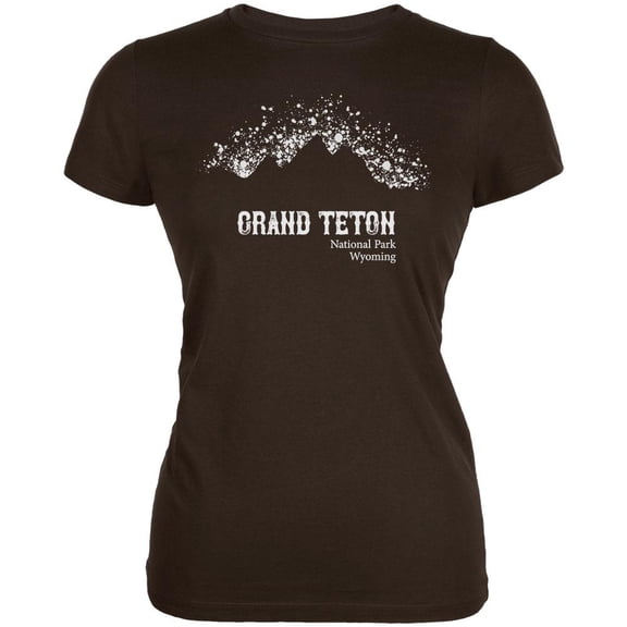 National Parks Grand Teton Mountain Splatter Juniors Soft T Shirt Brown 2XL