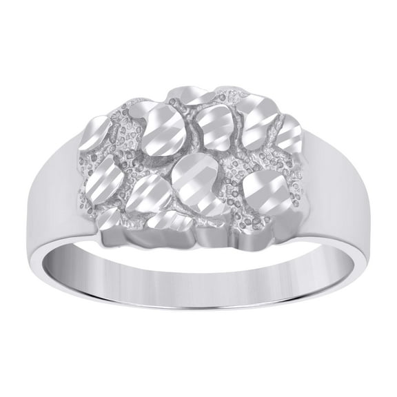925 Sterling Silver Womens Diamond-Cut Nugget Ring Size 9