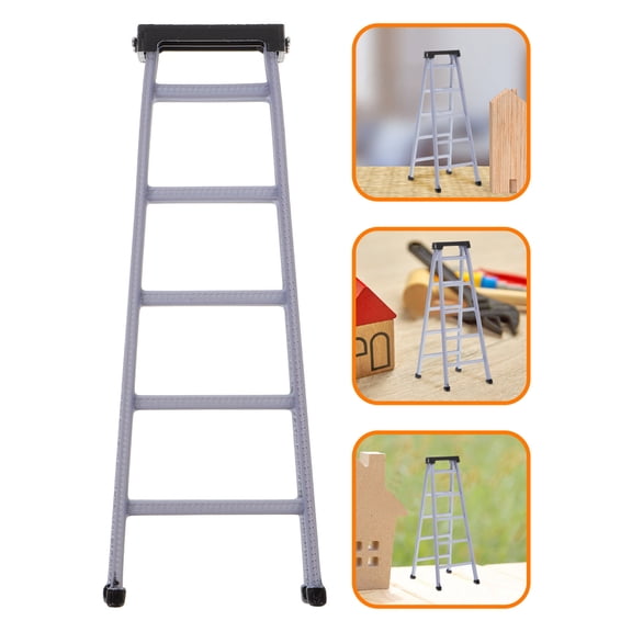 KALLORY 1Set Miniature Ladder Dollhouse 10.0X3.8X2.5in Plastic for Dollhouse Furniture Kit and Decor