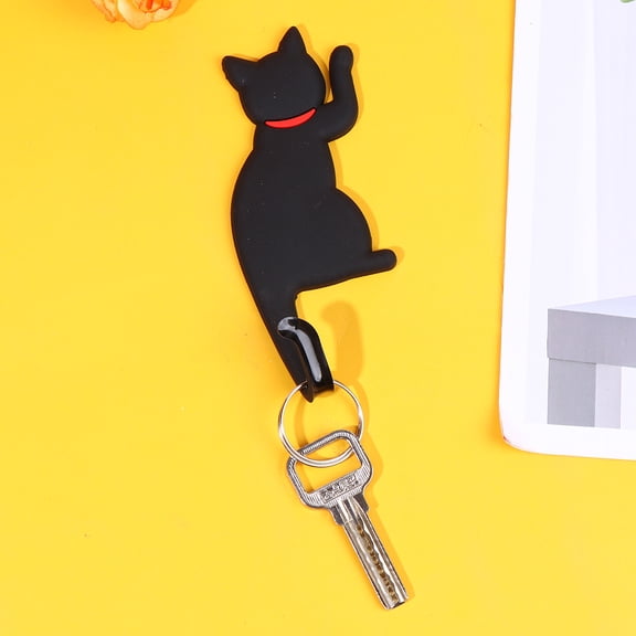 Pretyzoom Refrigerator Magnet Hook Cat Shape Black 1Pcs