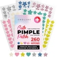 thumbnail image 1 of 260 parches lindos para espinillas para la cara – Parches hidrocoloides para acné y zit – Pegatinas para imperfecciones para el cuidado de la piel de la cara – Estrella, corazón, nube, luna, purpurina, 1 of 4