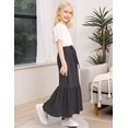 thumbnail image 3 of Yesfashion Girls Casual Button Front Ruffle Hem Elastic High Waist Long Swing Tiered Maxi Skirt, 3 of 8