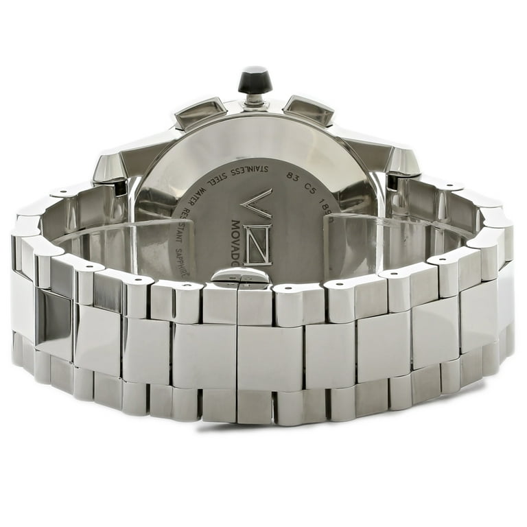 Quartz Watch Steel Vizio Pre-Owned 0607544 Mens Chronograph Stainless Movado