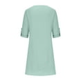 thumbnail image 6 of Ashirexll Casual Dresses for Women, Casual Plus Size Solid Color Dress V Neck Long Sleeve with Button Summer Dress Mint Green L, 6 of 8