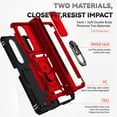 thumbnail image 2 of Heavy Duty Armor Case for Samsung Galaxy Z Fold 4, Rugged PC Soft TPU Military Grade Shockproof Metal Magnetic Car Mount Shockproof Cover with Camera Lens Sliding Ring Holder Bracket Case,Red, 2 of 8