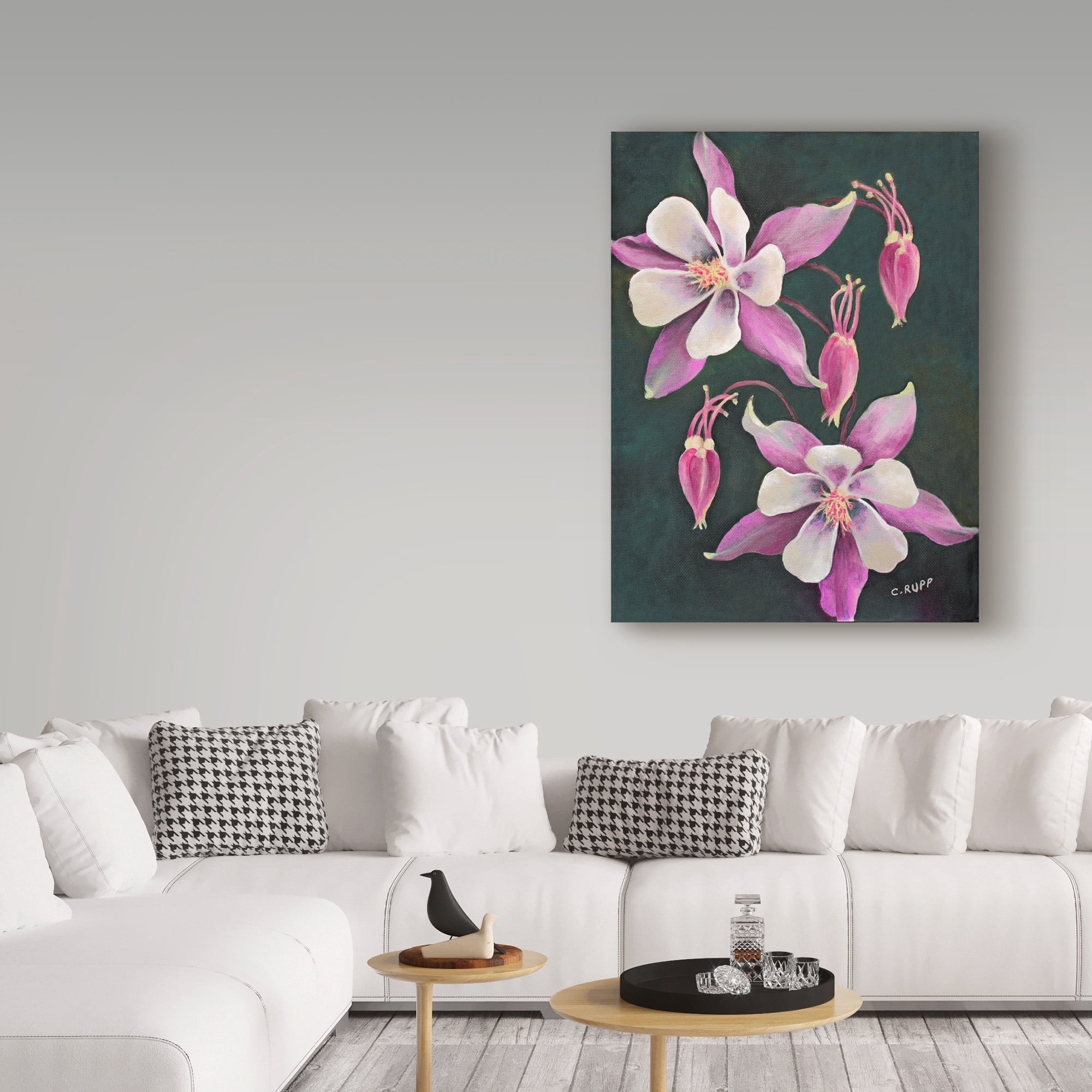 Trademark Fine Art 'Pink Columbine Flowers' Canvas Art by Carol J Rupp
