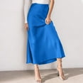 thumbnail image 2 of ZANZEA Women Elastic Waist Satin Silky Office Work Midi Overskirts Party Club Skirts, 2 of 6