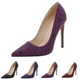 thumbnail image 5 of XIMIN Women's Pumps Closed Toe Sexy High Heels Pointed Stiletto Heel Evening Party Wedding Comfortable Dress Shoes Classic Office Shoes (6.5, Purple), 5 of 5