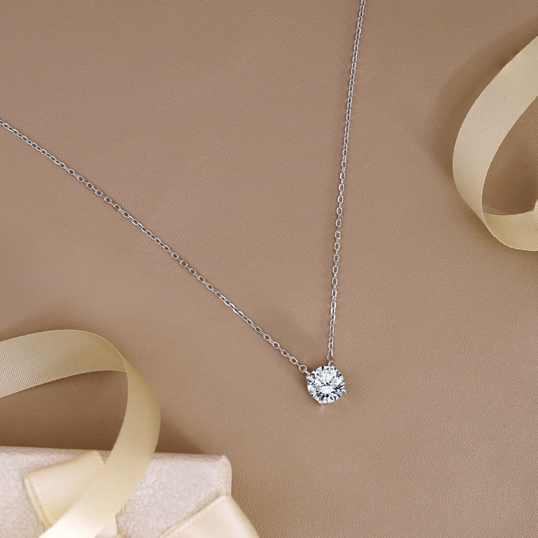 JeenMata 1 Carat Moissanite April Birthstone Pendant Necklace photo 2