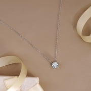 JeenMata 1 Carat April Birthstone Necklace for Women, Moissanite Solitaire Pendant in 18K White Gold Plated Silver, Birthday Anniversary Wedding Gift for Girlfriend Wife, Her, Woman, Teen
