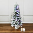 thumbnail image 4 of LuxenHome 5Ft Multicolored Pre-Lit Flocked Artificial Tree Potted, 4 of 9