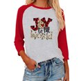 thumbnail image 1 of Qarigey Blusas de manga tres cuartos Mujer Impreso 3/4 Camiseta de algodón con manga Casual Blusa diaria Tops, Negro, M Prendas para la parte del cuerpo Rojo S Qarigey AP003797-06, 1 of 6