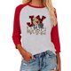 thumbnail image 1 of Qarigey Blusas de manga tres cuartos Mujer Impreso 3/4 Camiseta de algodón con manga Casual Blusa diaria Tops, Negro, M Prendas para la parte del cuerpo Rojo S Qarigey AP003797-06, 1 of 6