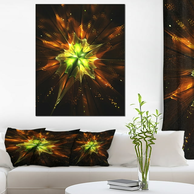 Fleurs Fractales Orange Jaune Vert - Impression sur Toile Florale