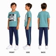 thumbnail image 2 of Pro Athlete Boys Sweatsuit Set Short Sleeve Crewneck Graphic Tees & Tricot Jogger Sweatpants 4 Piece, 2 of 7