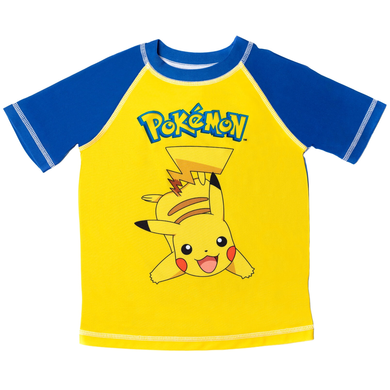 Pokemon UPF 50+ Yellow Quick Drying Rash Guard & Swim Trunks Outfit Set (Boy's)