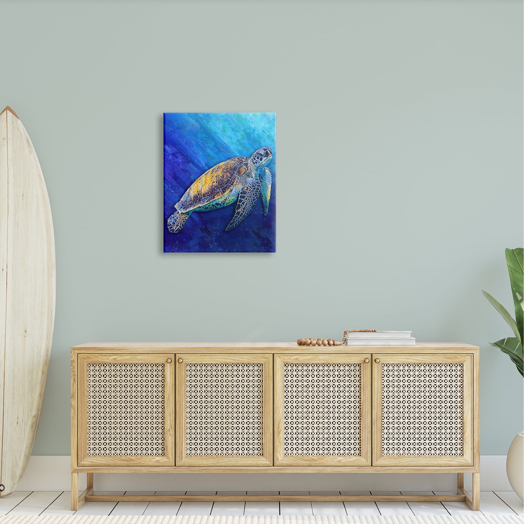 Stupell Industries Sea Turtle Swimming Deep Blue Ocean Under Water Canvas Wall Art, 24 x 30, Design by Alpenglow Workshop