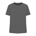 thumbnail image 4 of Royisotas Women Plus Size Tops Short Sleeve Casual Black Summer Shirts for Women Striped Crew Neck Tshirts, 4 of 6