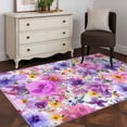 thumbnail image 4 of Farmhouse Flowers Area Rug 4'x6', Spring Watercolor Purple Pink Floral Washable Non-Slip Rugs, Low Pile Large Carpet for Living Room Bedroom Dining Room Kitchen Office Indoor Mat, 4 of 9