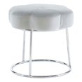 thumbnail image 1 of Linon Siena Silver Base Upholstered Flower Shaped Vanity Stool in Gray Velvet, 1 of 13