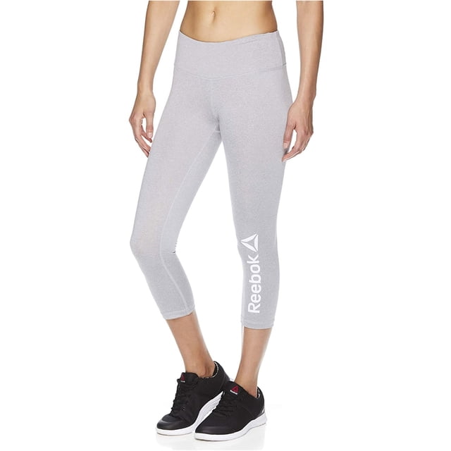 Pantalones atléticos de compresión Capri de marca Reebok para mujer, gris, mediano