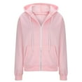 thumbnail image 4 of Titcea Zip Up Hoodie Women, Solid Color Pocket Drawstring Oversized Sweatshirt with Two Way Zipper, Warm Comfy Lightweight Casual Jackets, 4 of 6