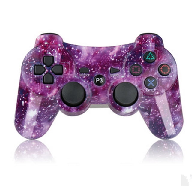 PS3 Controller Wireless Shock Gamepad para Playstation 3 Remotes, Six-Axis Wireless PS3 Controller con cable de carga,Purple oso de fresa Producto electrónico