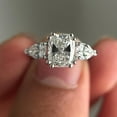thumbnail image 3 of 2.69 CT Cushion Side Pear Cut 3 Stone Lab Created Diamond Engagement Ring 14K White Gold Plated, 3 of 5