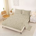 thumbnail image 2 of jejeloiu Classic Damask King Sheets,Vintage Pattern Bedding For Adults,Beige Cream,4-Piece,1 Flat Sheet, 1 Fitted Sheet and 2 Pillowcases, 2 of 6