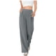 thumbnail image 1 of Amzcrzy Pantalones Vestir Mujer Color Liso S-2XL - Cintura Alta Elástica, Pliegues Frontales, Sin Cremallera, Bolsillos, Para Trabajo Gris, 1 of 5