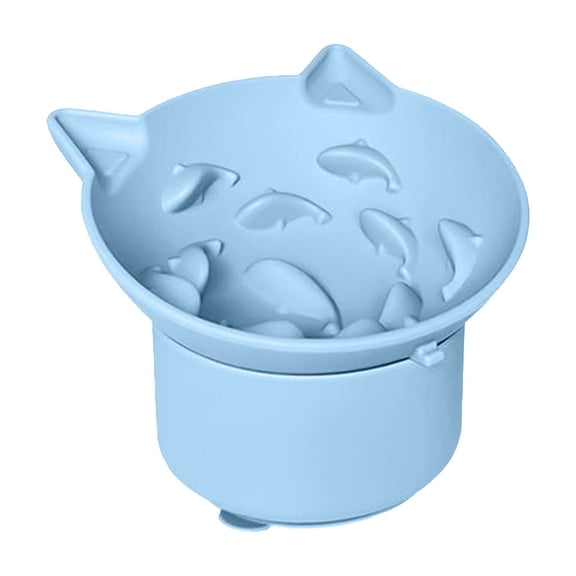 Elevated Silicone Slow Feeder Pet Bowl with Tilt Design Interactive Cat Dish for Eating Indoor Use