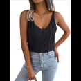 thumbnail image 1 of Camisetas Sin Mangas de Punto con Cuello en V para Mujer, Camisetas Informales Sin Mangas de Verano 2025, Suéter, Chaleco. Negro S, 1 of 10