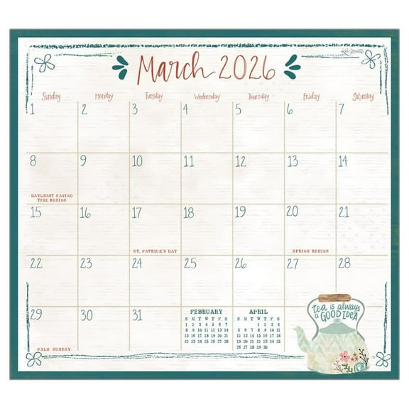 Legacy Publishing Group, Tea Time by Katie Doucette 2026 Magnetic Calendar, 9.38'' X 8.38'', 12-Month Calendar with Perfect Binding
